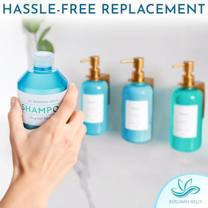 Bergman Kelly - Replacement Shampoo, Conditioner & Body Wash Refill Set - 12.6 oz, 3 Piece Set - Tropical Waterfall - for Dispensers - Delight Guests with Invigorating & Refreshing Hotel Hospitality - size: 12.6 Fl Oz (Set of 3)