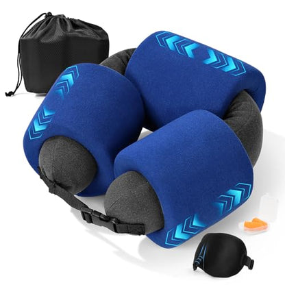 3-Ring Memory Foam Travel Neck Pillow It has obtained a Patent. The Three Rings can be movably Adjusted to Provide Flexible Support for The Neck, Head, and Other Areas.Blue - color: Blue