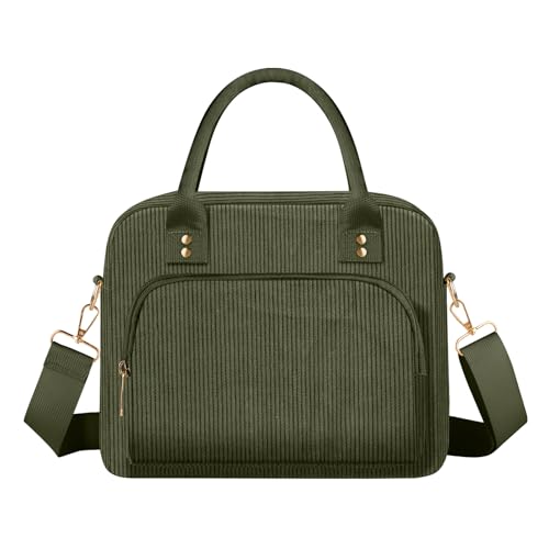 Lunch Bag Large Insulated Lunch Box for Women Men Adult Cute Green Lunchbox Corduroy Lunch Bags Boxes Pail with Adjustable Shoulder Strap for Work Mom Picnic Office Travel 11.4×6.8×9.1 inches 11.5L - color: Green