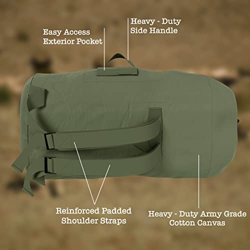 BaHoki Essentials Canvas Duffel Bag - Heavy Duty Top Load Duffel Sea Bag - Military Green Cargo Travel Bags (Pack of 2) - size: Large (Pack of 2)