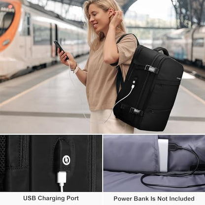 HOMIEE 50L Travel Backpack Large Suitcase Water Resistant Luggage Daypack Carry on Backpack for Men Women Fits 17.3 Inch Laptop, Black - color: Black, size: 3X-Large