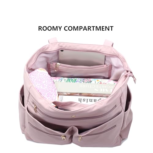 Weekender Bag Carry On Bag Overnight Tote Travel Duffle with 13 Pockets for Travel,Work，Gym,Beach,Teacher,Nurse - color: Pinklish Purple