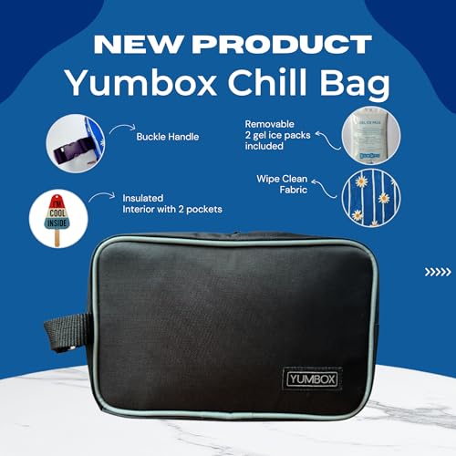 Yumbox Chill Insulated Snack Bag with 2 Ice Packs – Lightweight Small Lunch Cooler Bag, Deep Spacious Design, Sweat-Proof Sleeves, Wipe-Clean Fabric, Fits Snack Bento Boxes & Fruit (Black) - color: Black