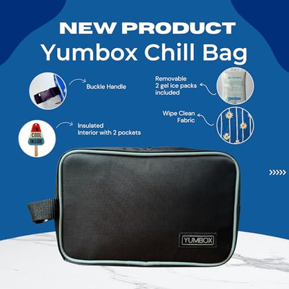 Yumbox Chill Insulated Snack Bag with 2 Ice Packs – Lightweight Small Lunch Cooler Bag, Deep Spacious Design, Sweat-Proof Sleeves, Wipe-Clean Fabric, Fits Snack Bento Boxes & Fruit (Black) - color: Black