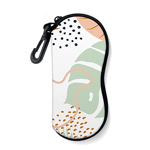 Sunglasses Soft Case with Carabiner Ultra Light Neoprene Zipper Glasses Case - color: Modern Art