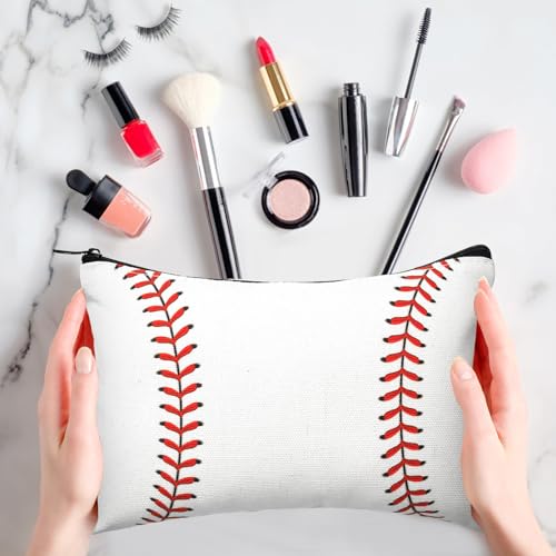 Eccliy 20 Pcs Baseball Makeup Bags Bulk Sport Team Gifts Baseball Cosmetic Bag Accessories for Women Toiletry Zipper Pouch Travel Canvas Gifts Stuff for Party Team Players Lover - size: 8 x 5 Inch, style: Baseball