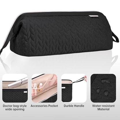 KarSyon Shark Flex Style Case for Dyson Airwrap Hair Dryer Brush Revlon Hair Tools Travel Bag Carrying Case Flat Curling Iron Organizer (Black) - color: Black
