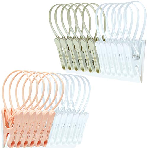 Foshine 24 Pack Clothespins,Cute Sturdy Small Mini Clothes Pins with Plastic Rope for Clothesline,Tiny Photo Clips Decoration 6Pink 6Gray 12White - color: White,pink,gray-24pack