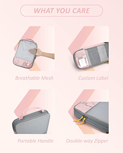 BAGSMART 6 Set /4 Set/2 Set Compression Packing Cubes for Travel, Lightweight Luggage Organizer Bags, Durable Space Saver Bags Travel Essentials - color: Mix-Blush Sky, size: Set of 6