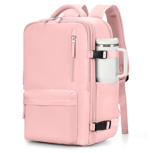 VGCUB Large Travel Backpack Bag for Women Men,Carry on Backpack,17 Inch Laptop Business Work Waterproof Backpack with Laptop Compartment,Person Item Flight Approved,Mochila de Viaje,Pink Large - color: Pure Pink, style: Xx-large