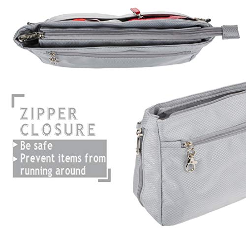 Vercord Expandable Nylon Handbag Purse Organizer Insert Liner Shaper Bag in Bag Beige Grey Medium - color: Beige Grey, size: Medium
