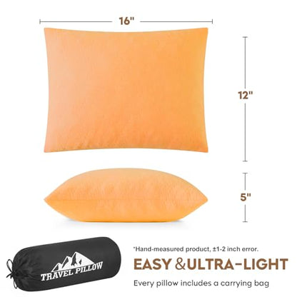 Small Shredded Memory Foam Pillow, Camping Pillow Travel Pillow - Compressible Medium Firm, Breathable Cover, Ideal Backpacking Hiking, Airplane and Car (Apricot Yellow, S) - color: Apricot Yellow, size: S-16 X 12 Inch