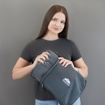 BlueHills Premium Soft Travel Blanket Pillow Airplane Flight Blanket Throw Bag Pillowcase Compact Large 2 in 1 Combo Warm Traveling Plane Essentials Portable Gifts Lightweight Grey Gray T007 - color: Gray-1pk-t007