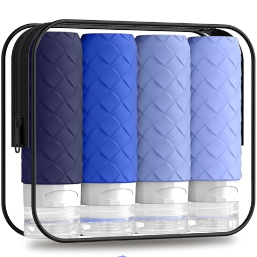 Silevoler Travel Bottles for Toiletries, TSA Approved Silicone Travel Size Containers for Toiletries, BPA Free Leak Proof Refillable Essentials Accessories, Shampoo and Conditioner Bottles (Blue) - color: Blue