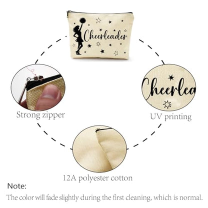 CREATCABIN Cheerleader Makeup Bags for Purse Multi-Function Canvas Cosmetic Bag Zipper Toiletry Travel Washing Make Up Organizer Tool Pouch Storage for Women Cheer Teams Gifts 10x7Inch - style: Cheerleader