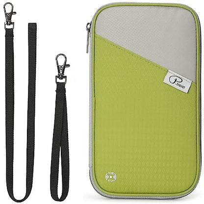 VanFn RFID Travel Passport Wallet, Family Passport Holder, Trip Document Organizer P.Travel Series - color: Green