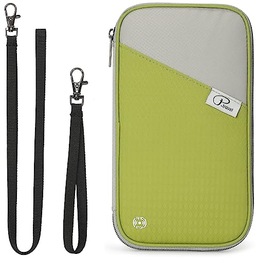 VanFn RFID Travel Passport Wallet, Family Passport Holder, Trip Document Organizer P.Travel Series - color: Green