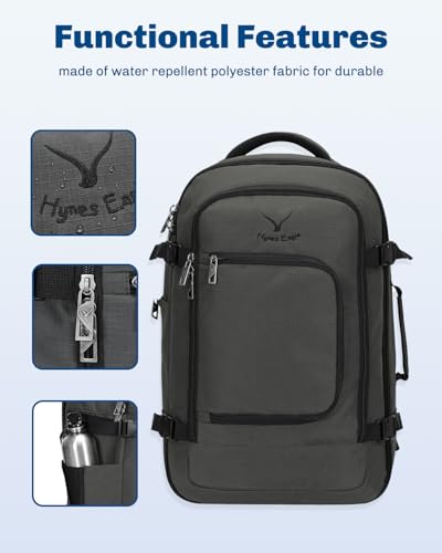 Hynes Eagle Travel Backpack 40L Flight Approved Carry on Backpack Men Large Cabin Weekender Laptop Backpack Women 15.6 inches - color: Grey 2023