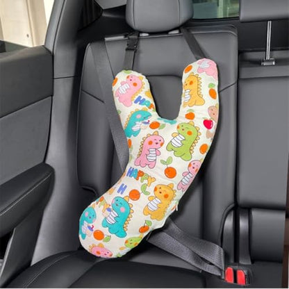 SIQITECHNO Car Travel Pillow H-Shape Seat Pillow Kids Adults Soft Neck Pillow Breathable Head and Body Support Pillow Car Aircraft Sleeping Cushion for Long Journey Road Trip Travel Accessories - color: Y-shaped, Beige Dinosaurs