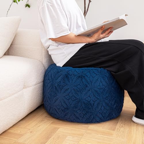 Plush Multi-Functional Ottoman Pouf – Ergonomic Ottoman Foot Rest with Space-Saving Design, Perfect Under Desks, Couches & Sofas (Navy Blue) - color: Navy Blue