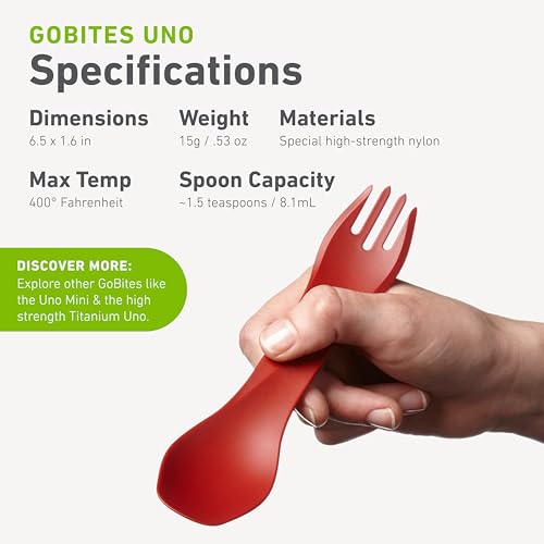 humangear GoBites Uno | Travel & Camping Utensils | Portable & Convertible Dining Ware | Multi-Functional Spork, Blue - color: Blue