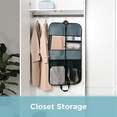 pack all 40" Gusseted Travel Garment Bag, Heavy Duty Hanging Suit Bag, Dress Bag for Closet Storage, Foldable Suit Cover Protector for Clothes Shirts Dresses Coats(Grey) - size: Regular