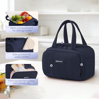 Lunch Box for Women 7L Soft Insulated Lunch Bag Reusable Leakproof Lunch Cooler for Work Meal Picnic Hiking Navy Blue - color: Navy Blue