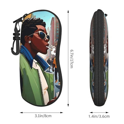 Portable Leather Glasses Case Anti-pressure Glasses Bag Coin Purse Storage Bag Suitable for Men and Women - color: E