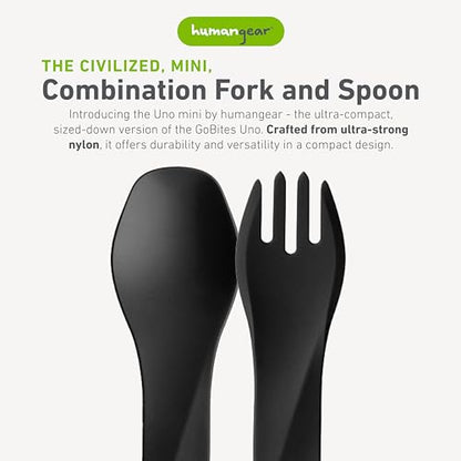 humangear GoBites Uno | Travel & Camping Utensils | Portable & Convertible Dining Ware | Multi-Functional Spork, Black - color: Black