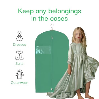 Kids Garment Bag for Hanging Clothes, Travel Garment Bag for Dresses, Dance Costumes & Suits, Breathable Clothes Cover for Baby Toddler Child, Green, 30" x 18" - color: Green