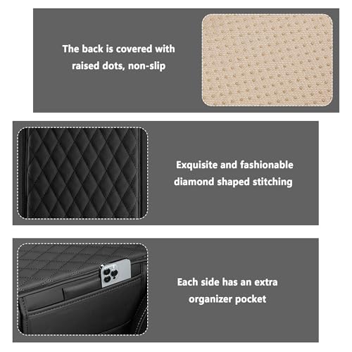 Stacool Upgraded Car Center Console Cover,Microfiber Leather Car Armrest Cover Cushion with 2 Storage Bags,Universal Car Armrest Storage Box (Black) - color: Black