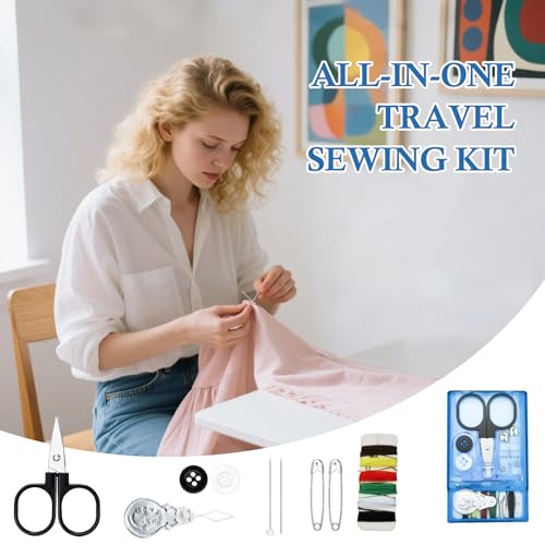 TINSKY 25 Boxes Mini Travel Sewing Kit Quick Fix Sewing Kits Bulk Basic Portable Pre Threaded Needle Emergency Repair Tool for Gifts Beginner Traveler Home Hotel - color: Blue