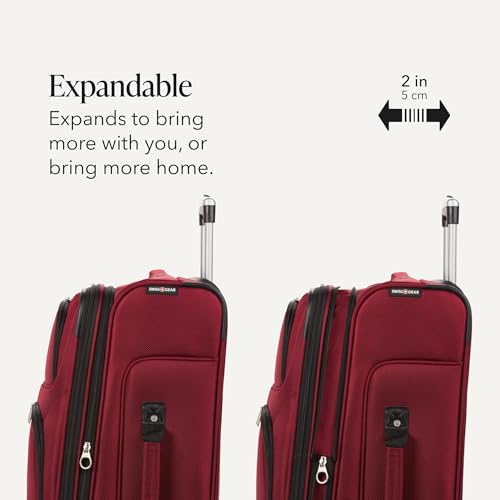 SWISSGEAR Sion Softside Expandable Spinner Luggage Durable Lightweight Travel Suitcase, Burgundy, Checked-Medium - color: Burgundy, size: Checked-Medium