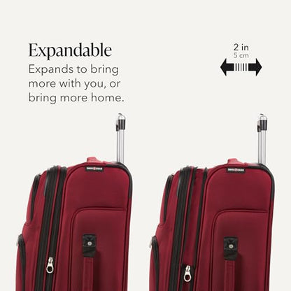 SWISSGEAR Sion Softside Expandable Spinner Luggage Durable Lightweight Travel Suitcase, Burgundy, Checked-Medium - color: Burgundy, size: Checked-Medium