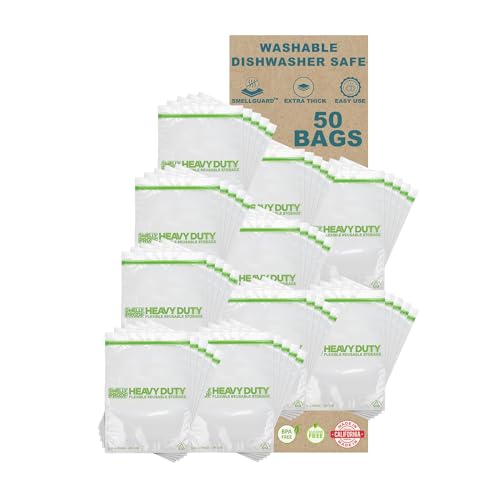 50 x HEAVY DUTY 5mils Thick Dishwasher-Safe STAND-UP Reusable Bags, US-MADE, Extra Durable Washable Reclosable Food Storage Extra Large Bags, XXL 12"x16" 2-Gallon 50-Pack - size: 50pk XXL 2-Gallon 12"x16"