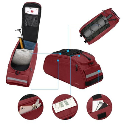 MOSISO Bike Rack Bag, Waterproof Bicycle Trunk Pannier Rear Seat Pouch Cycling Bike Carrier Backseat Storage Luggage Saddle Shoulder Bag - color: Red