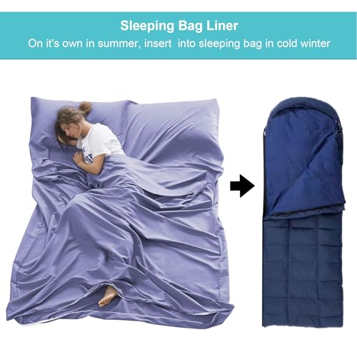 Sleeping Bag Liner,Travel Sheet & Adult Sleep Sack, Camping Sheets Travel Sleep Sack for Backpacking,Hotels & Hostels -Lightweight Single &Double Travel Sheet Camping Sheets - color: Double Lavender