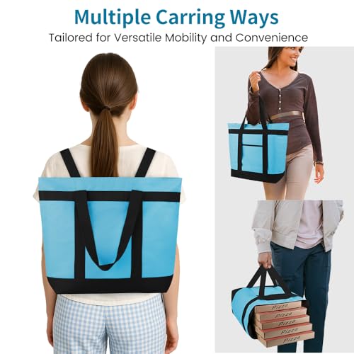 mosago Commercial Insulated Food Delivery Bag 39L, Heavy Duty Thermal Catering Tote with Zipper, Leakproof Hot & Cold Transport Bag for Restaurant & Professional Drivers, Blue - color: Blue