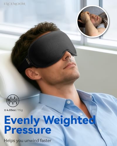Weighted Blackout Sleep Mask for Men, 3D Contoured Zero Eye Pressure, Lash-Friendly Deep Eye Cups, Adjustable Slide Buckle Strap, Office Nap & Business Travel Essential, Relaxation Gift for Him(Black) - color: Black