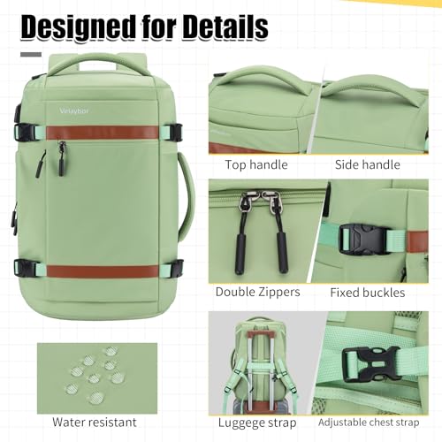 42L Travel Backpack with 4 Packing Cubes, TSA Friendly Flight Approved Carry-On Bag, Water-Resistant Business Backpack for Men Women, Fits 17.3" Laptop (Avocado Green) - color: Avocado Green