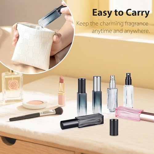Perfume Travel Refillable Atomizer, 3 Pack 10ml Leak Proof Refillable Perfume Bottle for Air Travel, Purse and Business Trips, Glass Atomizer Sprayer for Cologne with Funnel & Pipette - color: Gradientblue Black