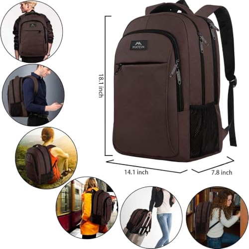 MATEIN 32L Laptop Backpack, Water Resistant School BookBag Fits 15.6 Inch Laptop Computer, Sturdy Personal Item Bag Casual Travel Daypack Carry on Underseat Luggage Backpack for Airlines, Brown - color: Tawny Brown, size: 15.6 Inch