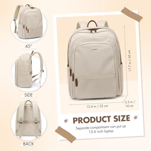 GOLF SUPAGS 15.6 Inch Women's Laptop Backpack, Water Resistant Work College Travel Daypack, Everyday Commuter Bag for Teacher Nurse (Apricot) - color: Apricot