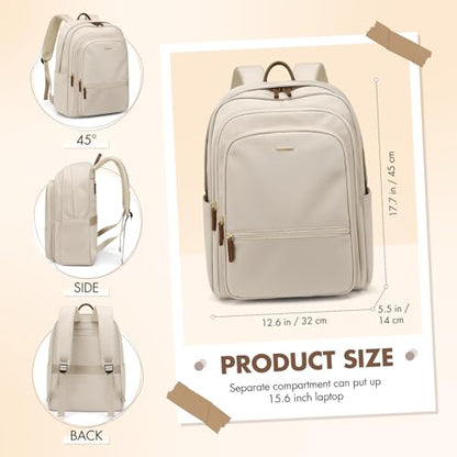 GOLF SUPAGS 15.6 Inch Women's Laptop Backpack, Water Resistant Work College Travel Daypack, Everyday Commuter Bag for Teacher Nurse (Apricot) - color: Apricot