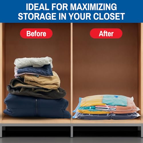 Spacesaver 4 Pack Large Vacuum Storage Bags for Comforters, Blankets & Clothes – Vacuum Sealed Compression Bags with Hand Pump – Space Saver Storage Bags for Bedding, Moving, Travel & Organization