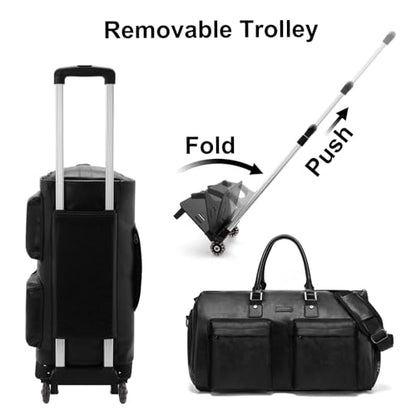 Modoker Rolling Garment Bag for Travel Wheeled Duffel Bag Luggage Suit Travel Bags for Men and Women,3 in 1 Carry on Convertible Garment Bag with Wheels,Black - color: D-Black