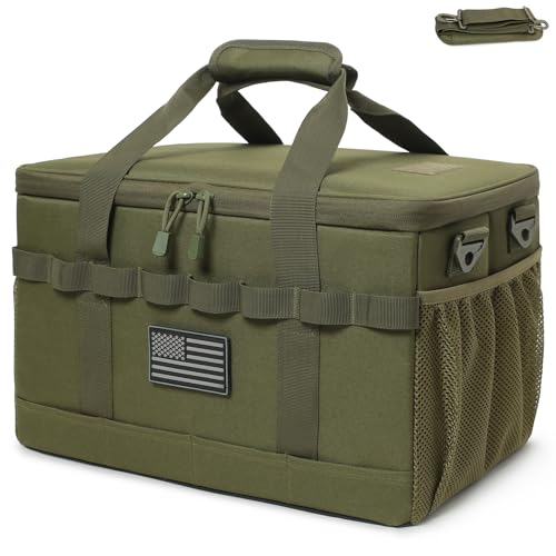 Tactical Camping Storage Bag 28L Tactical Utility Tote Bag Camping Cookware Organizer Trunk Organizer - color: Army Green