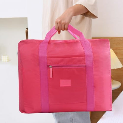 INVODA Travel Bag for Women Foldable Carry on Duffel Bag Waterproof Tote Weekender Luggage Bag (Red) - color: Red
