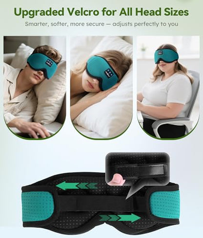 MUSICOZY Sleep Headphones Breathable Bluetooth Headband 3D Sleeping Headphones, Wireless Music Eye Mask Sleep Earbuds for Side Sleeper Women,Men Office Air Travel Cool Tech Gadgets Unique Gifts Green - color: Green
