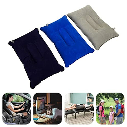 3 Pieces Inflatable Travel Pillow for Camping, Home Office Sleeping Pillow, Head Neck Lumbar Support, Ultralight Portable Compact and Soft, Airplane car Hiking Backpacking Trip Pillow